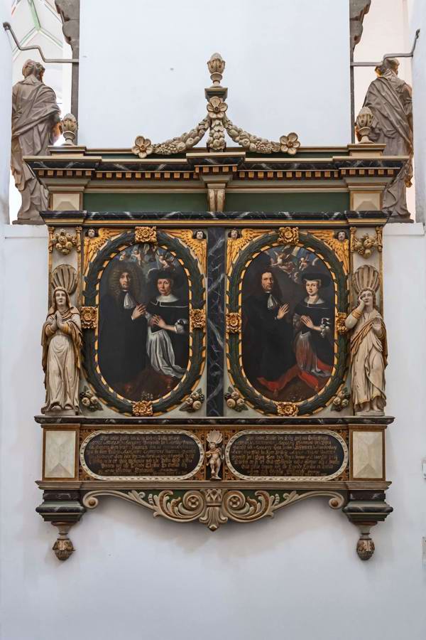 Dobbeltgravmæle fra 1682-83 af to ægtepar, brødrene Mikkel og Søren Mikkelsen Malling med deres hustruer.